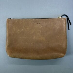 Neva Opet Carolee Clutch Brown Leather Bag Purse Zip 11 x 7